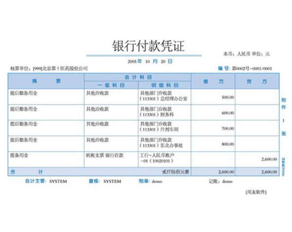 銀行付款憑證印刷